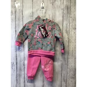 Diva Girls Track Suit 2pc set Pink/Gray Size 12Ms